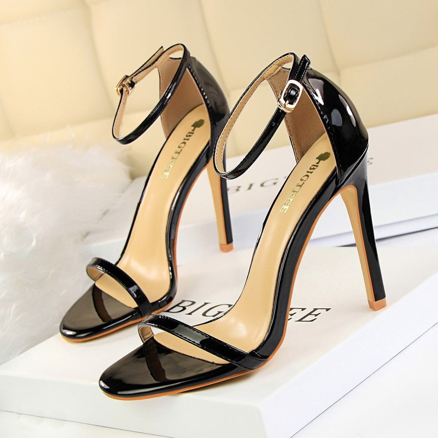 Summer Fashion High-heeled Patent Leather Sandals