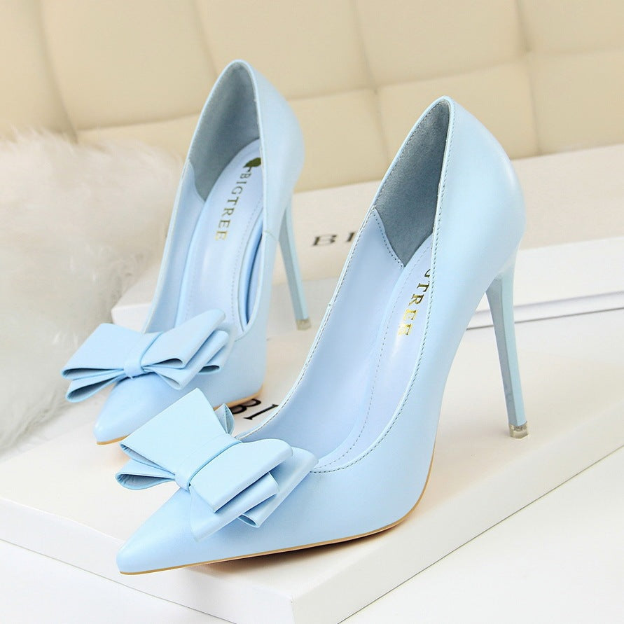 Shallow mouth pointed bow single shoes