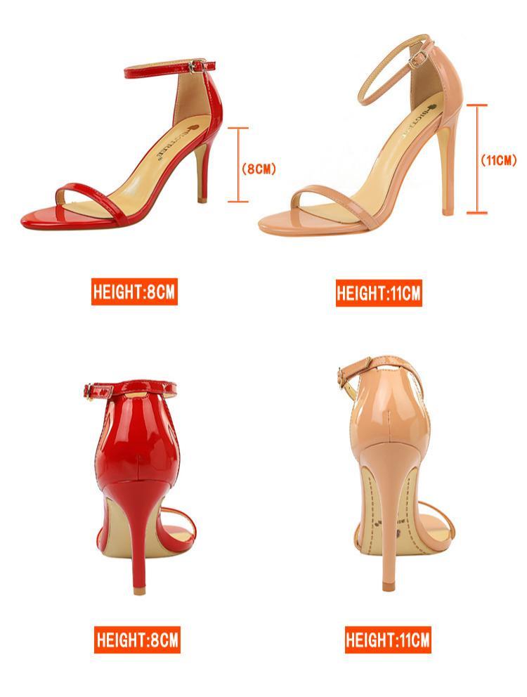 Summer Fashion High-heeled Patent Leather Sandals