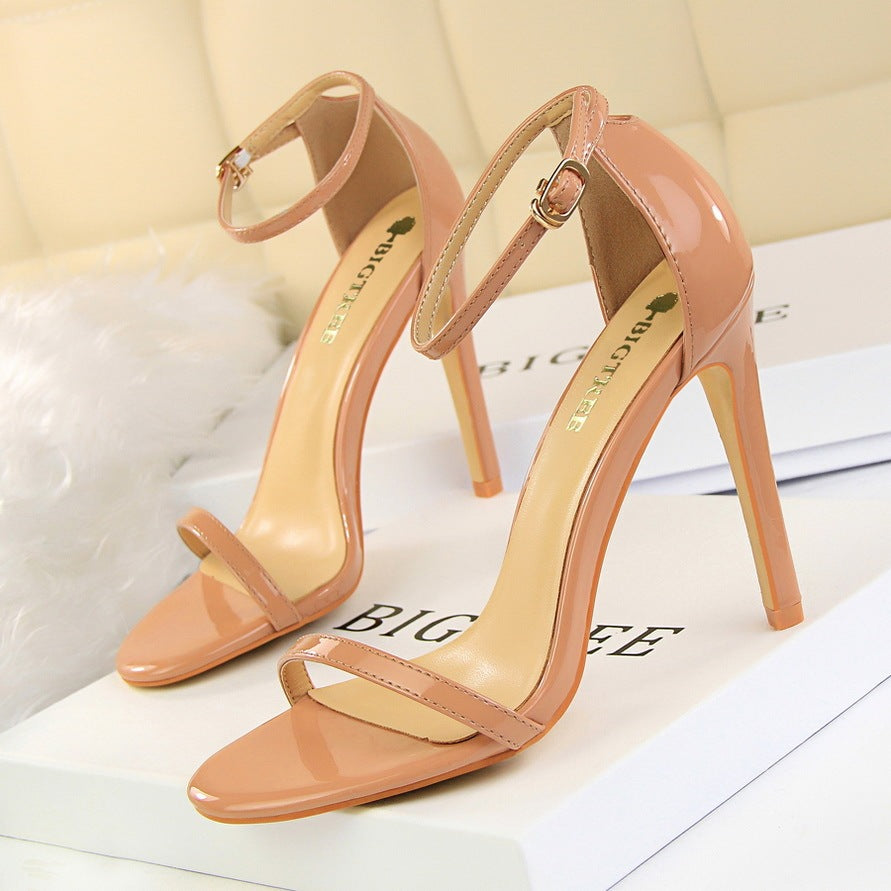 Summer Fashion High-heeled Patent Leather Sandals