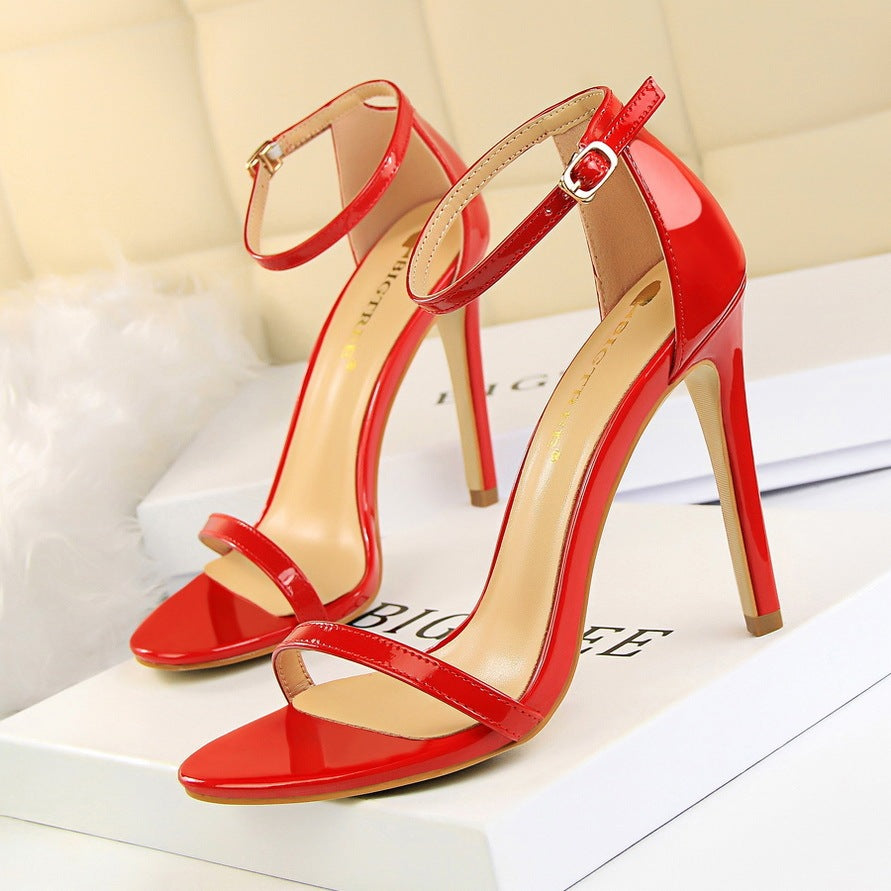 Summer Fashion High-heeled Patent Leather Sandals