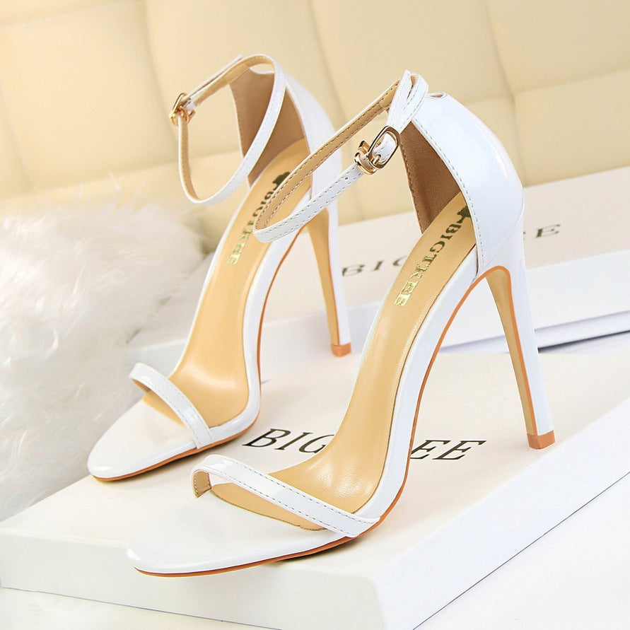 Summer Fashion High-heeled Patent Leather Sandals