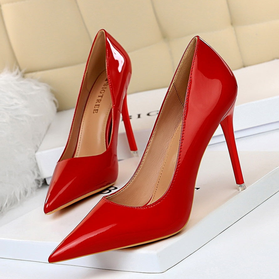 Women's Fashion Simple Stiletto Glossy Patent Leather High Heels